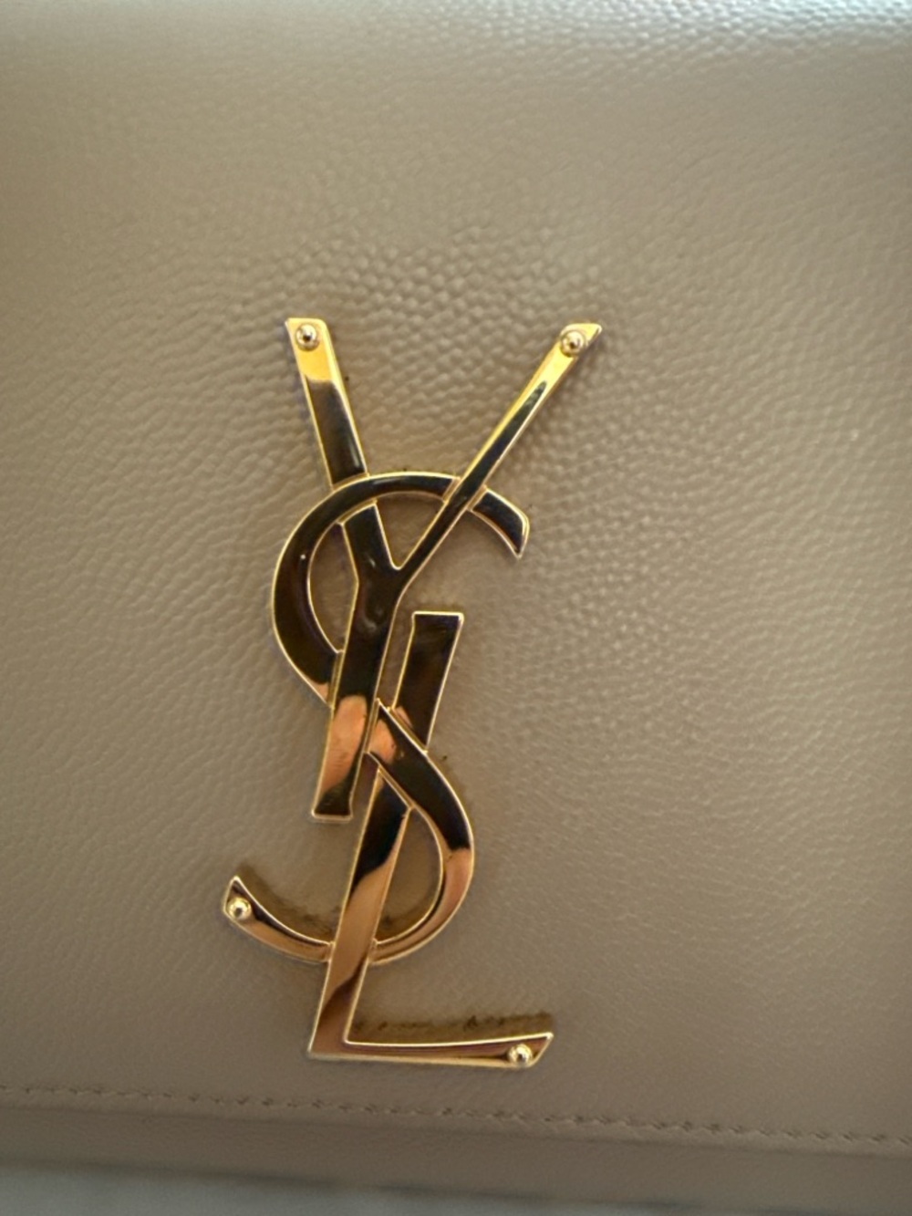 Saint Laurent Taupe Beige Leather Chain Shoulder Bag with Gold Hardware - Picture 2 of 9